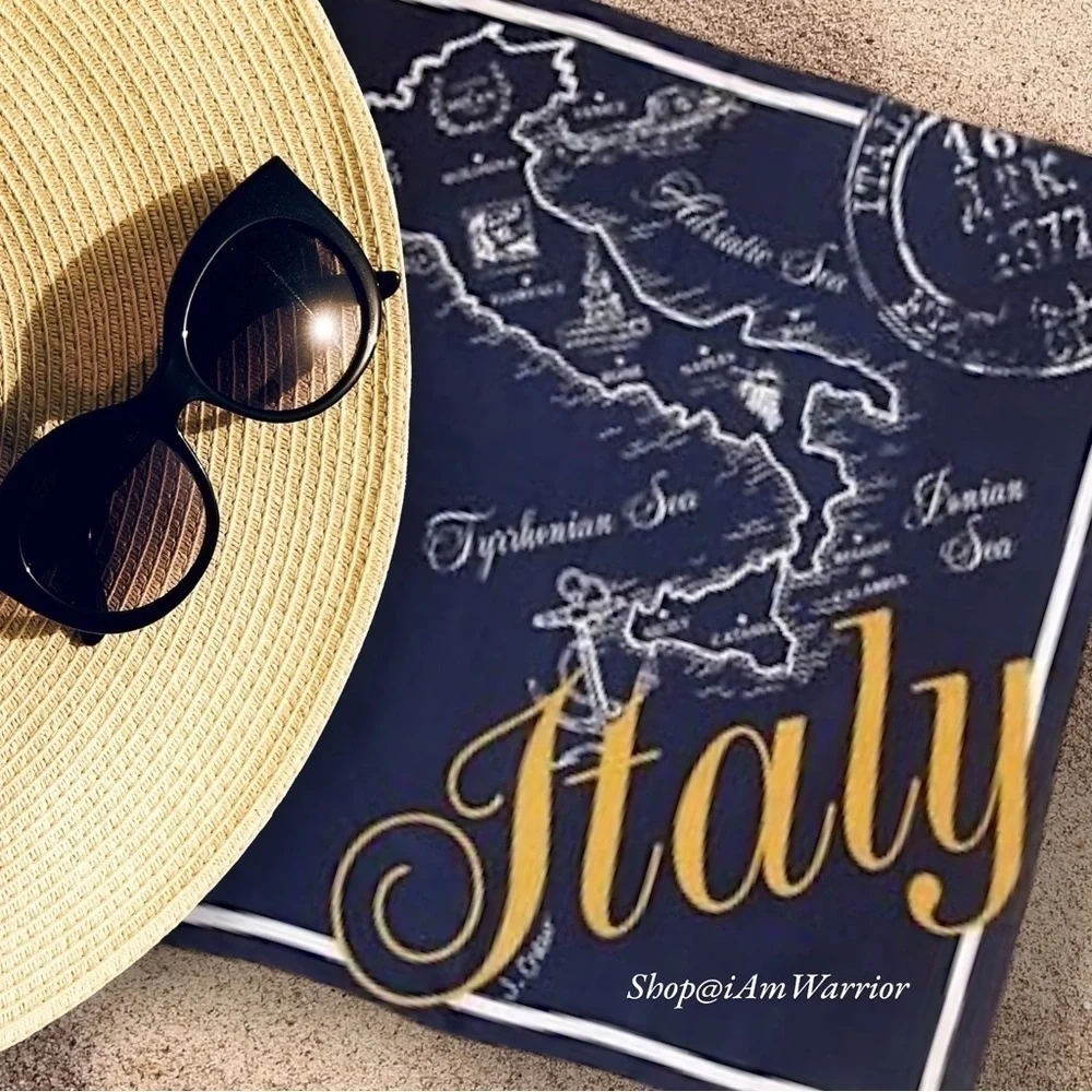 J.Crew vintage navy, ivory & yellow silk Italy map scarf *shop@iamwarrior